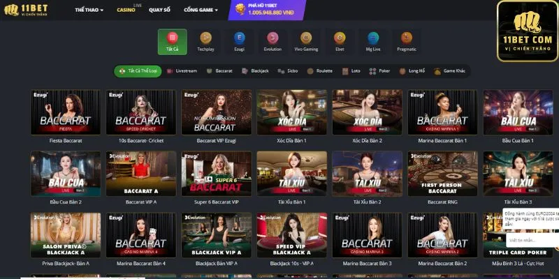 Các thông tin cơ bản về sảnh cược Casino 11bet